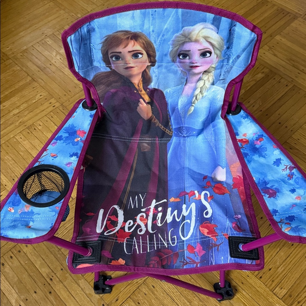 Disney Frozen II Kid’s Camp Chair with Cup Holder - Blue and Purple (Age 4+)